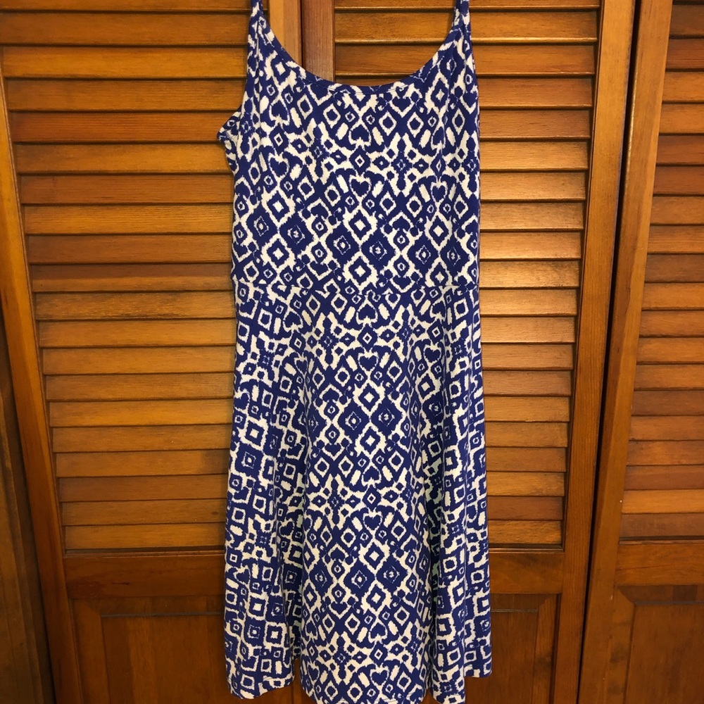 Blue and white dress